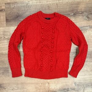 J. Crew Vibrant Red Cable Knit Sweater
